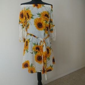 Womens Off Shoulder Sun Flowers Print (bx#4)